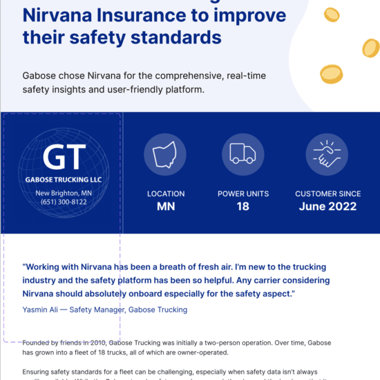 How Gabose Trucking uses Nirvana Insurance to improve their safety standards
